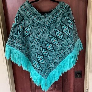 Vintage Poncho Hand Woven Guatemala 75% Wool 25% Cotton La Favorita